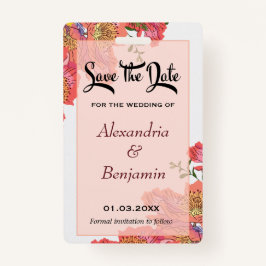 Elegante Save the Date Korallen Blume Wasserfarbe Ausweis