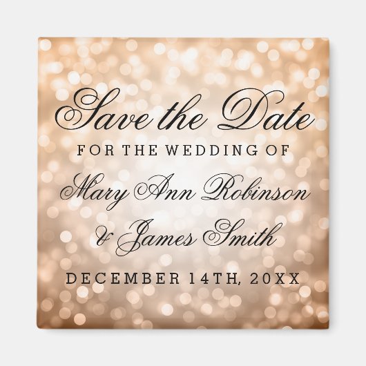 Elegante Save the Date-Kupferleuchten Magnet (Vorne)