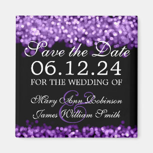 Elegante Save the Date lila Lichter Magnet