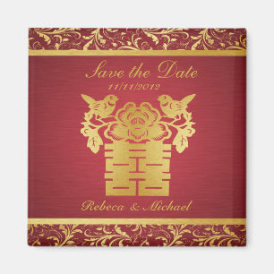 Elegante Save the Date Magneten - doppeltes Glück Magnet