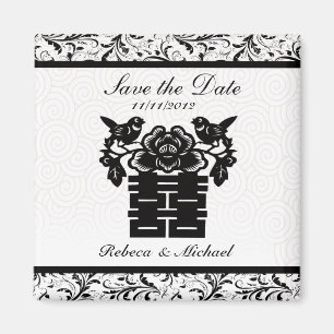 Elegante Save the Date Magneten - doppeltes Glück Magnet