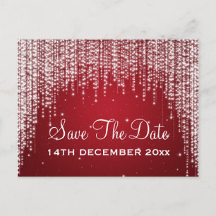 Elegante Save the Date Nacht blenden Rot Ankündigungspostkarte