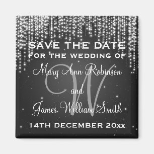 Elegante Save the Date Nacht blenden Schwarzes Magnet