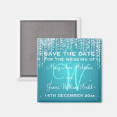Elegante Save the Date Nachts Dazzle Blue Magnet (Vorderseite/Rückseite)