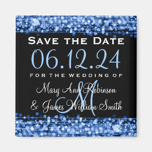 Elegante Save the Date Party-Glitzern blau Magnet