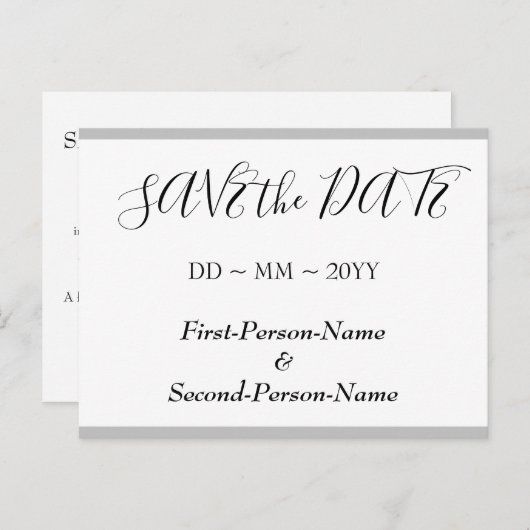 Elegante "Save the Date" Postkarte (Vorne/Hinten)