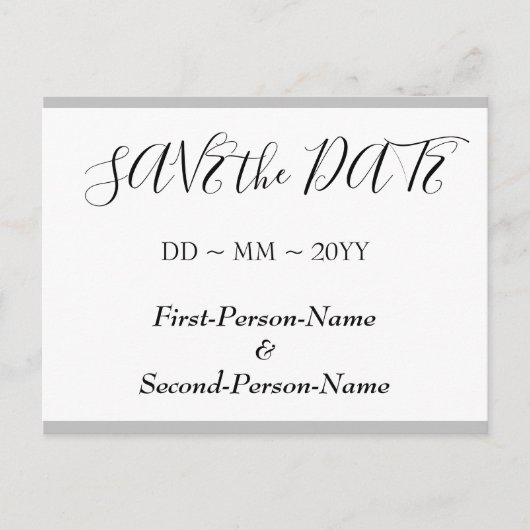 Elegante "Save the Date" Postkarte (Vorderseite)