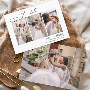 Elegante Save-the-Date-Postkarten mit 4 Fotos Save The Date