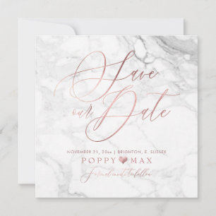 Elegante Save the Date Rose Goldkalligraphie-Marmo