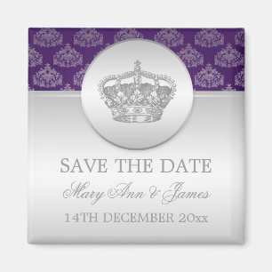Elegante Save The Date Royal Crown Purpur Magnet
