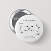 Elegante Save the Date Runde Knopfnadel Button (Vorne & Hinten)