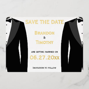 Elegante Save-The-Date-Schwarzgeld-Hochzeit echte Folieneinladung