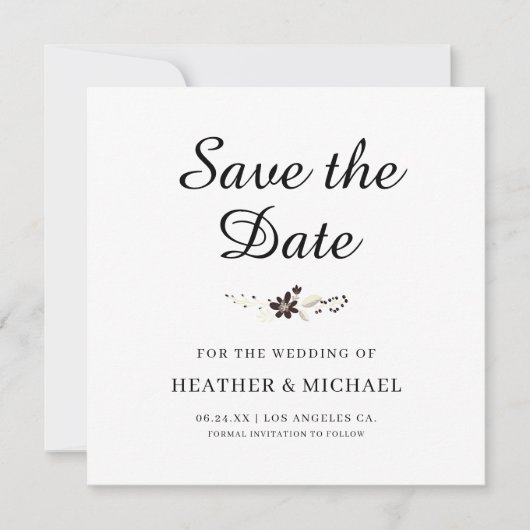 Elegante Save the Date Square Card (Vorderseite)