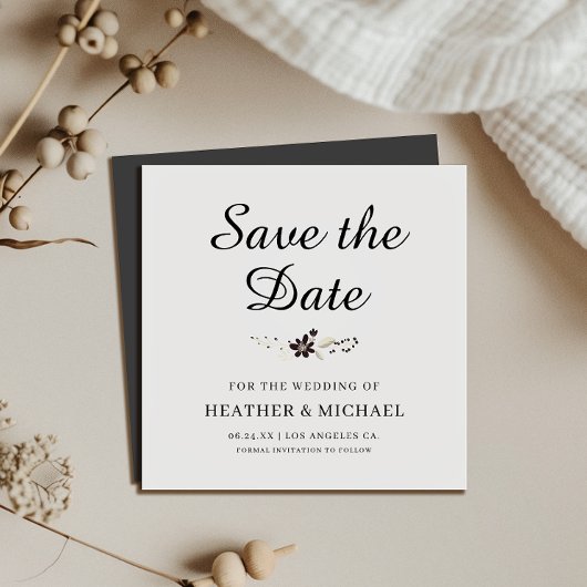 Elegante Save the Date Square Magnet Card