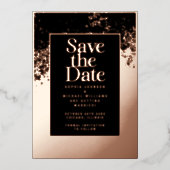Elegante Save the Date Template Foto Rose Gold Folien Feiertagskarte (Vorderseite)