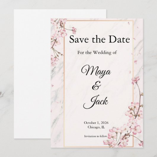 Elegante Save the Dates Einladung (Vorne/Hinten)