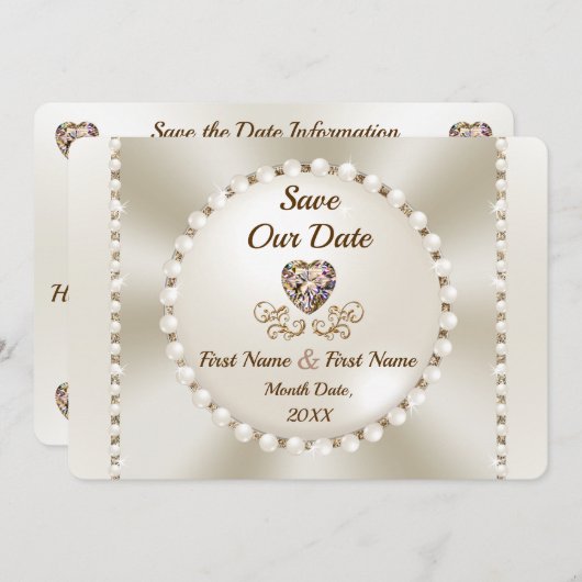 Elegante Save the Dates, Personalisierte Hochzeit Einladung (Vorne/Hinten)
