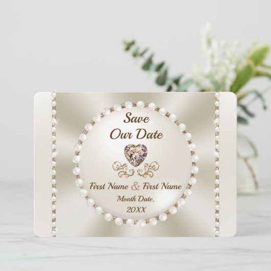 Elegante Save the Dates, Personalisierte Hochzeit Einladung (Stehend Vorderseite)