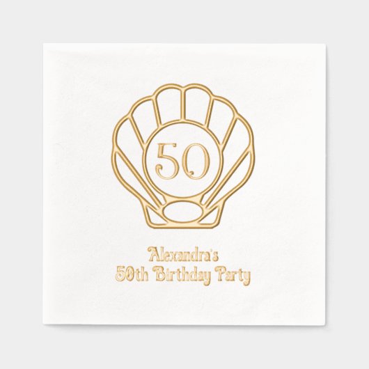 Elegante Scallop Muschel Seashell Birthday Party # Servietten Mit Folie (Vorderseite)