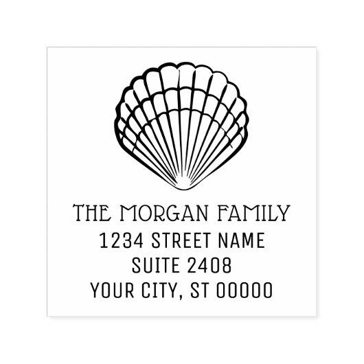 Elegante Scallop-Muschel Seestrand Name Adresse Permastempel (Design)