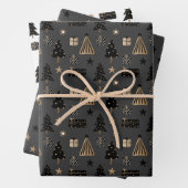 Elegante Scandi Christmas Gold & Black Wrapping Pa Geschenkpapier Set (Beispiel)