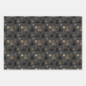 Elegante Scandi Christmas Gold & Black Wrapping Pa Geschenkpapier Set (Vorderseite)