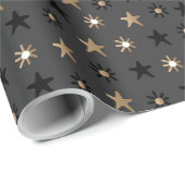Elegante Scandi Christmas Gold & Black Wrapping Wr Geschenkpapier (Rolleneckpunkt)