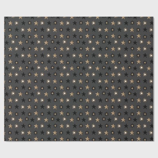 Elegante Scandi Christmas Gold & Black Wrapping Wr Geschenkpapier (Flach)