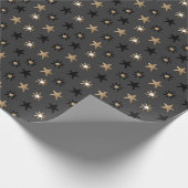 Elegante Scandi Christmas Gold & Black Wrapping Wr Geschenkpapier (Ecke)