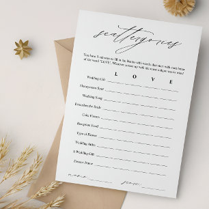 Elegante Scattergories Brautparty Game Card Einladung