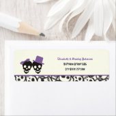 Elegante Schädel Halloween lila Hochzeitslabel (Insitu)