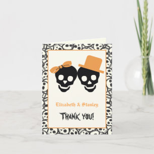 Elegante Schädel Halloween Orangenhochzeit Danke