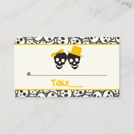 Elegante Schädel Halloween-Platzkarte Platzkarte (Vorderseite)