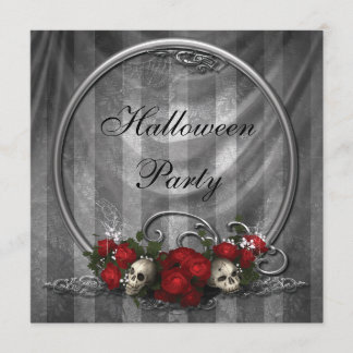 Elegante Schädel u. Rosen-Halloween-Party lädt ein Einladung