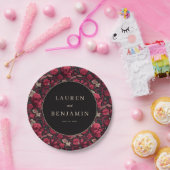 Elegante Schädel- und Blumen-Hochzeitseinladung Pappteller (Party)