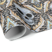 elegante Schädeldamasthalloween-Geschenkverpackung Geschenkpapier (Rolleneckpunkt)