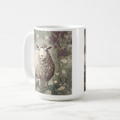 Elegante Schaf-Lavendelblumen-Hintergrund Kaffeetasse (Vorderseite Links)