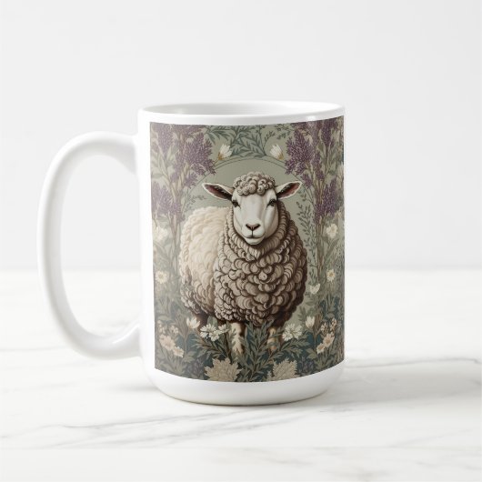 Elegante Schaf-Lavendelblumen-Hintergrund Kaffeetasse (Links)