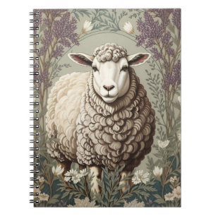 Elegante Schafe Lavendel Blumen Hintergrund Notizblock