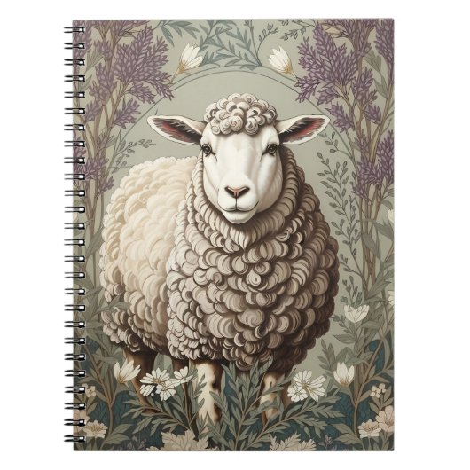 Elegante Schafe Lavendel Blumen Hintergrund Notizblock (Vorderseite)