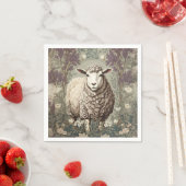 Elegante Schafe Lavendel Blumen Hintergrund Serviette (Beispiel)