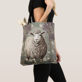 Elegante Schafe Lavendel Blumen Hintergrund Tasche (Von Nahem)