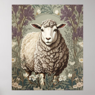 Elegante Schafe Lavendelblüten Hintergrund Poster