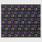 Elegante Scheren der Nähmaschine des Schwarzen Sch Geschenkpapier (Flach)