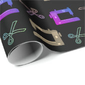 Elegante Scheren der Nähmaschine des Schwarzen Sch Geschenkpapier (Rolleneckpunkt)