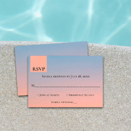 Elegante, schick-blaue Orangenhochzeit RSVP Karte