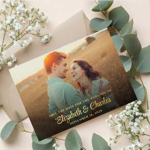 Elegante Schick-Goldfolie-Foto-Save-the-Date-Karte Folieneinladung