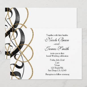 Elegante Schick-Kunst Schwarz & Gold Hochzeits-Ein Einladung