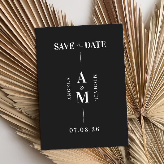 Elegante, schick Schwarz und Weiß Hochzeit Sichern Save The Date