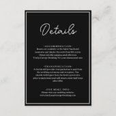 Elegante schick Schwarz-Weiß-Minimal-Hochzeit Begleitkarte (Vorderseite)